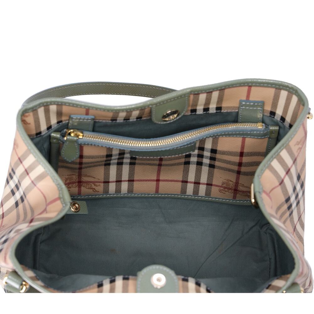 Burberry Check Canterbury Shoulder Bag Coated Canvas Green - Picture 5 of 7
